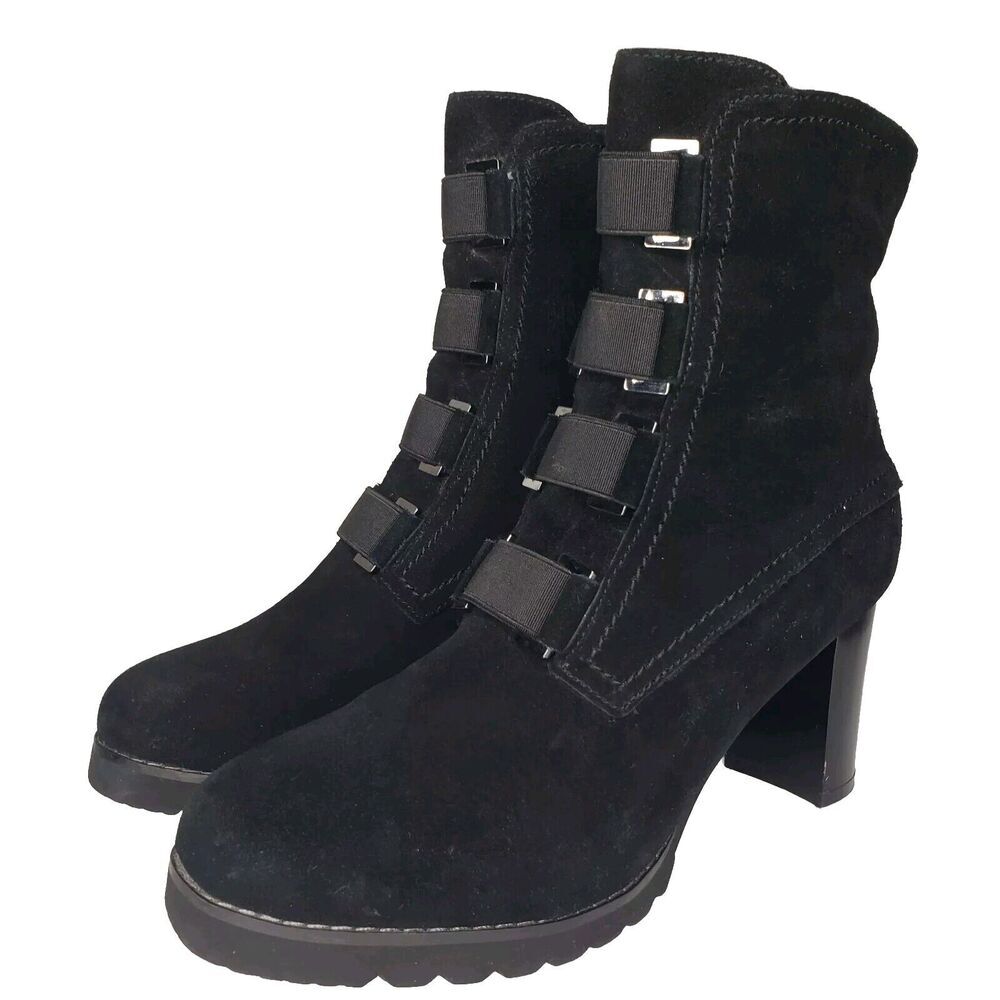 Blondo Reilly Womens SIZE 7 Booties Waterproof Black Suede Leather Heeled Boots